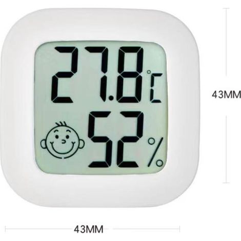Thermomètre d'intérieur, thermomètre d'intérieur de précision, hygromètre numérique avec grand écran LCD et icône de visage, thermomètre mural domestique pour chambre d'enfant, bébé, bureau One Piece (1/2)