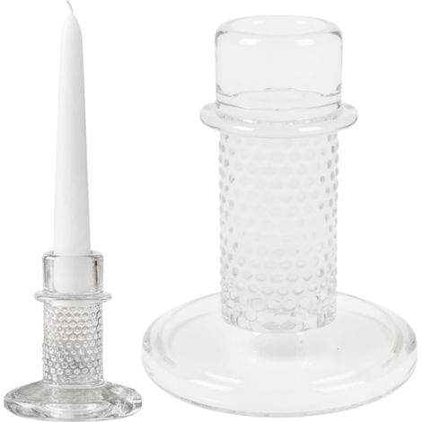 Candelabro in vetro trasparente, altezza 11 cm, per 1 candela lunga