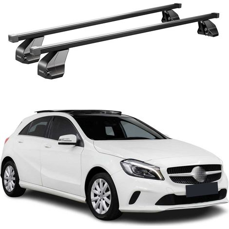 OMAC Dachträger Querträger Stahl für Mercedes A Klasse W176 2013-2018 – Abschließbar – City-Crash-getestet – DIN 75302:2019 – ISO/PAS 11154:2006 – Max. 75 kg Schwarz (1/5)