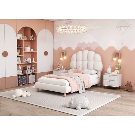 Cama simple 90 x 200 cm con somier de lamas en la habitación cama para adultos - blanco