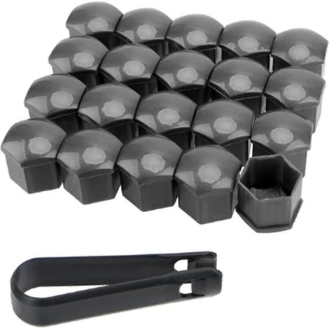 Un jeu de 20 cache-écrous de roue avec outils de démontage, antirouille, compatible avec tous les modèles de voitures, gris 17 mm. (1/5)
