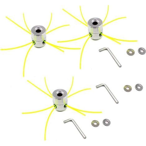 Lntyq Lot de 3 Aluminium fils Tête Coupe-bordure Tête double fil bobine Tête fil nylon pour débroussailleuse à essence Tondeuse à Gazon, Tete universelle multifils pour fil (1/5)