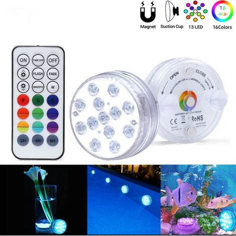 Unterwasser-Pool-Licht, IP68 wasserdichter LED-Pool-Scheinwerfer mit RF-Fernbedienung, oberirdische LED-Pool-Licht-Lampe - 13 Lichter + Infrarot-Fernbedienung 1 (1/5)