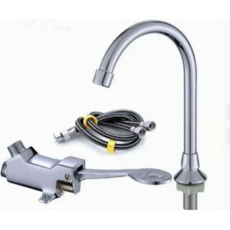 Mitigeur de lavabo à pédale – Finition métal – Cuivre et ABS – Installation facile – Pour hôpitaux, cuisines et salles de bains (1/5)
