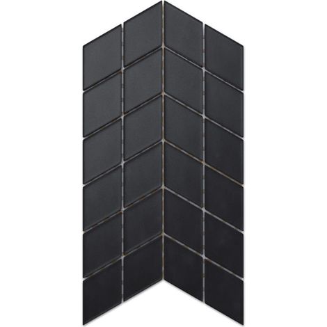 Glasmosaik auf Netz für Bad und Küche 17.2cm x 29.8cm - Mini Soft Black Chevron (1/5)