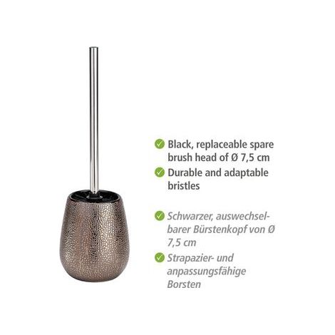 Wenko – Brosse WC céramique marron avec vernis brillant – Tête remplaçable noire Ø 7,5 cm – Dimensions Ø 12,5 x H 41 cm (1/5)