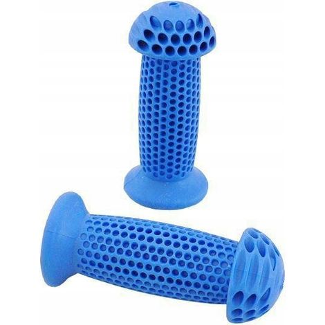 Poignées de vélo enfant, en caoutchouc, pour guidon, fixation facile, bleues, 9,5 cm