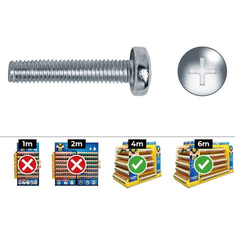 Boîte de 500 unités de vis métriques bombées PHILIPS Ø5x10mm zinguées