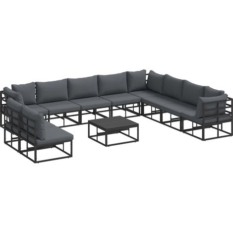 Maison Exclusive - Set Divano da Giardino con cuscino 11 pcs Nero Alluminio