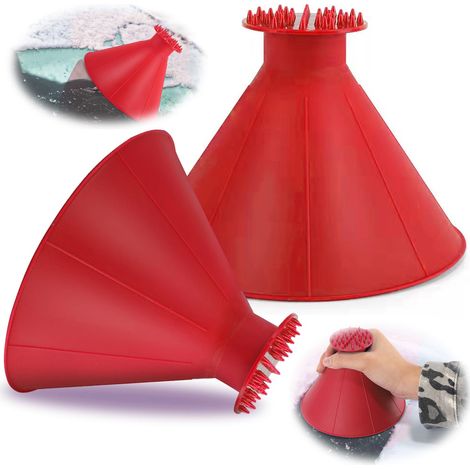 Grattoir à glace pour voiture rond, 2 pièces de grattoir à glace pour voiture, Grattoir à glace pour voiture avec entonnoir rond