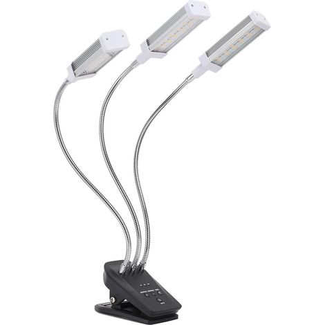 LED-Pflanzenlampe mit 3 Leuchtenköpfen, 360° verstellbar, Zeitschaltuhr, für Gewächshaus und Büro, 100–240 V, silberner EU-Stecker (1/5)