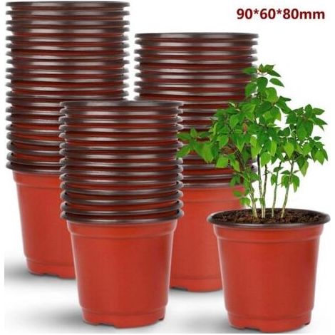 Lot de 100 pots de pépinière en plastique 9x8 cm, souples réutilisables pour semis fleurs légumes succulentes indoor outdoor (1/4)