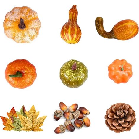 Ensemble De Citrouilles Et Courges Artificielles - Décoration Automne Thanksgiving Halloween - Mousse Et Tissu - Lot De 4 Pièces (1/5)