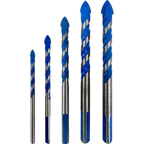 Forets Pour Carrelage Verre, 4 Pcs Foret Multi-matériaux Triangle Porcelaine Forage Métalliques Pour Carrelage Verre Marbre Miroir Bois, 6mm/ 8mm/ 10mm/ 12mm (1/4)