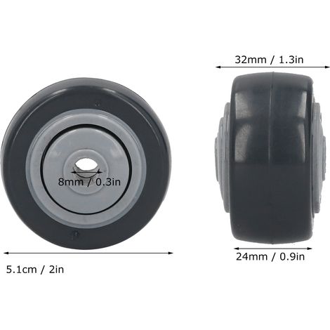 Roues silencieuses anti-emmêlement de taille moyenne de 2 pouces (1/4)