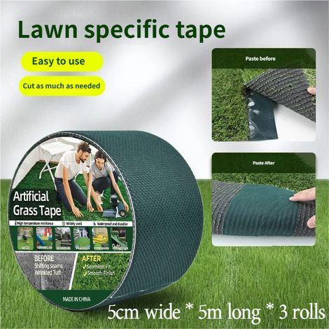 Bande adhésive de 5 cm pour raccorder les bandes de gazon artificiel, 5 cm x 5 m x 3 rouleaux (1/5)