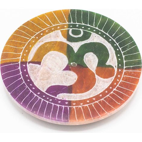 Porte-encens disque en stéatite 8 cm - Om- Vendu par 1 (1/4)