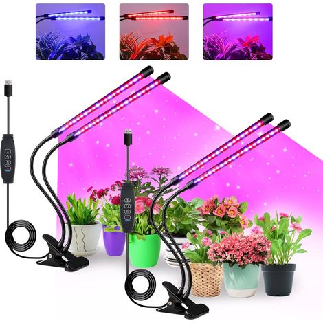 Pflanzenlampen für den Innenbereich, LED-Pflanzenlichtstreifen mit Vollspektrum, Clips und Kabel für die Anzucht von Saatgut (2er-Pack) (1/5)