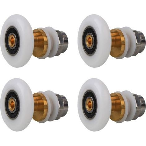 Roulettes Porte de Douche 27mm, Roulette Porte Coulissante Douche en Laiton 4 Pièces pour Rouleau pour Remplacement de Douche Coulissante Verre Porte Coureurs Rouleaux (27MM) (1/5)