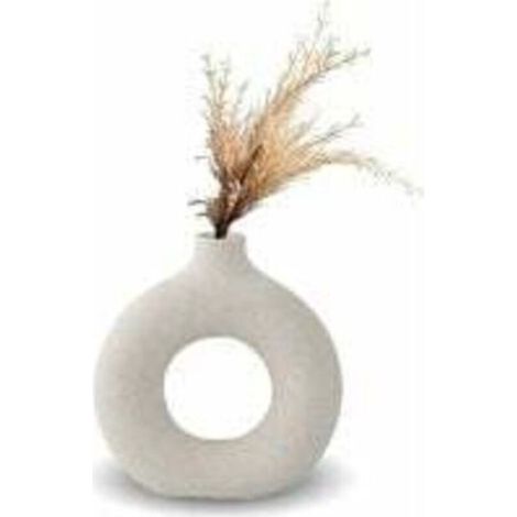 Vaso in ceramica, decorazione minimalista per la casa, vaso da fiori in ceramica bianca vegetariana, vaso decorativo, 13 x 14 cm -Crezuo