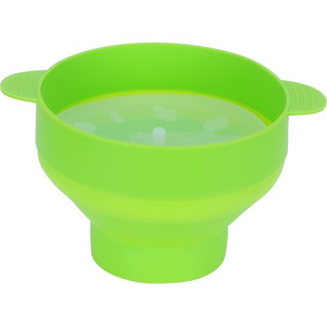 Zusammenklappbare Popcornschüssel aus Silikon mit Deckel – DIY-Küchenaccessoire (grüner Griff) (1/5)