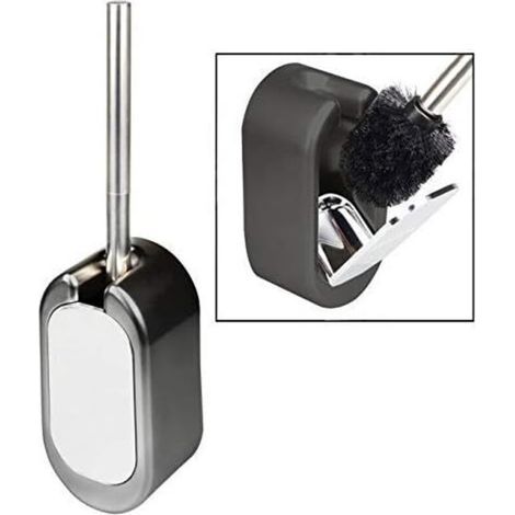 ZOLGINAH Scopa per WC, supporto a parete rimovibile per la pulizia del bagno, design moderno e decorativo - Nero (1/5)