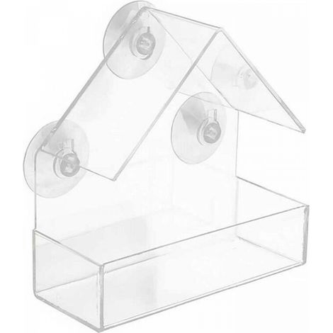 Mangeoire transparente pour oiseaux, 15615cm, à fixer sur une fenêtre, mangeoire à ventouse, adaptée aux jardins et à une utilisation en extérieur. (1/5)