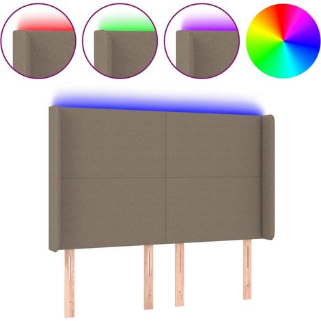Tête de lit，Panneau décoratif à LED Taupe 147x16x118/128 cm Tissu CFW6091546 (1/5)