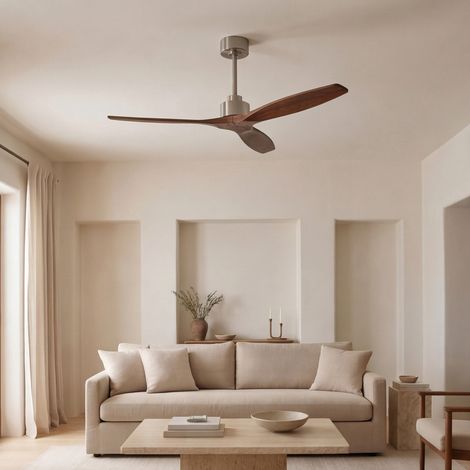 Forlight - Ventilador de Techo Stem Evo, Ø1320mm, Motor DC Silencioso, 30W, 6 Velocidades, Mando a Distancia Incluido, 20-32m², Madera Oscura, Palas Madera Oscura (1/5)
