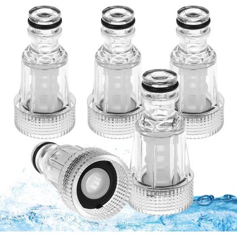 Kit de filtration d'eau 5 pièces pour nettoyeur haute pression, filtre à sédiments en ligne, accessoires pour l'entrée du filtre, remplacement du filtre, raccord pour nettoyeur. (1/5)