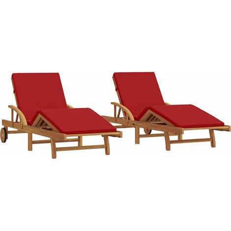 Maison Exclusive - Sonnenliege 2 pcs Rot 200 x 67 x 84 cm Massivh