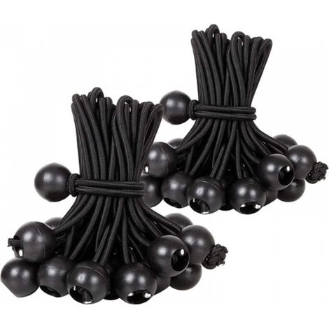 Tendeur Boule, Tendeur Elastique Noir, Tendeur Élastique pour Pavillon,Bâche,Camping,Tente,Rideaux Harnais d’Extension(30 Pièces Noir 300mm) (1/5)