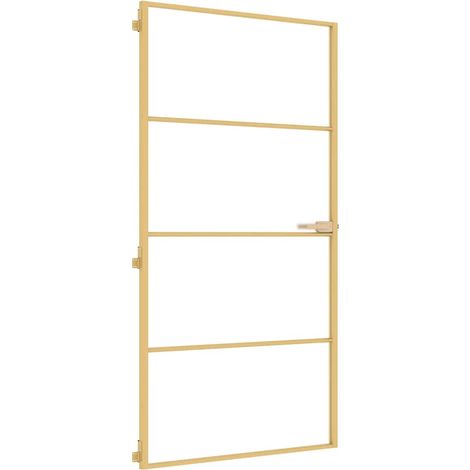 Porte intérieure mince doré verre trempé aluminium (1/5)