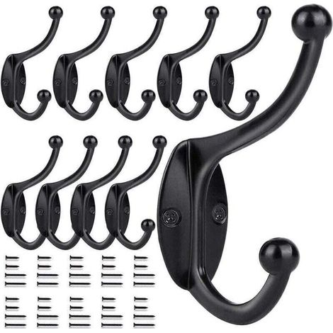 Lot de 10 crochets muraux noirs, 100 mm (1/3)