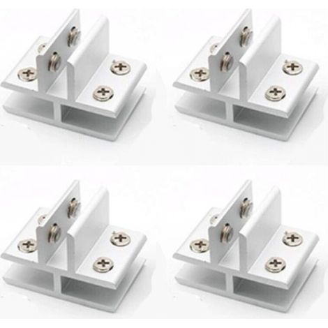 Lot de 4 pinces à verre en forme de T avec support en verre pour fixation sur 3 panneaux latéraux, douche, tables, panneaux, 10-12 mm