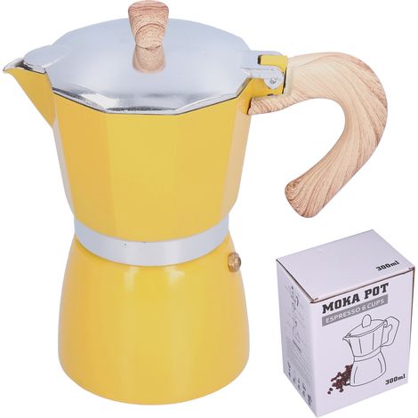 300 ml Moka-Kaffeebereiter für Gasherde, Ethanol-Elektrothermischer Ofen, Gelb.