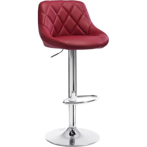 WOLTU Tabouret de bar avec repose-pieds, hauteur réglable, Tabouret en similicuir, siège bien rembourré, Bordeaux