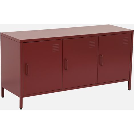 Mueble de TV estilo industrial de metal con 3 puertas, 120cm (1/5)