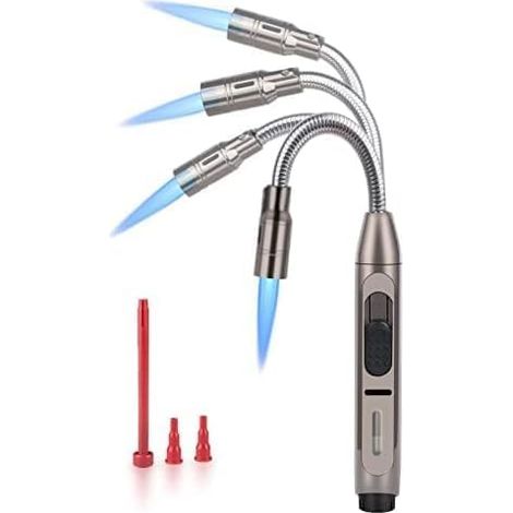 Rechargeable Gas Lighter 360° Flexible with Locking Device - Storm Lighter Jet Flame for Fireplace, Kitchen, Candles, Barbecue, Oven, Campfire (No Gas) (1/5)
