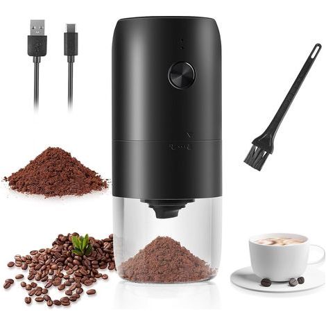 Moulin à Café Electrique, USB Rechargeable Moulin a Cafe avec Meule en Céramique et Brosse Coffee Grinder Rugosité Réglable Broyeur Café Portable Moulin à Café pour Maison, Bureau (1/5)