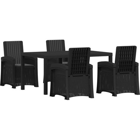 Conjunto de Comedor de Jardín 5 uds. Gris antracita PP vidaXL (1/5)