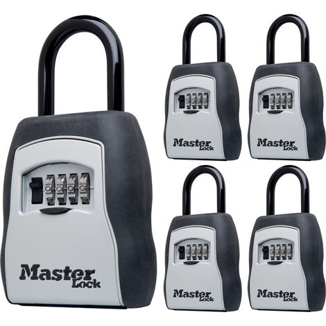 Master Lock, Scatola per esterni per cassaforte con serratura a combinazione, capacità 5 chiavi, 5 pezzi, 5400EC5, nero, confezione da 5 (1/5)