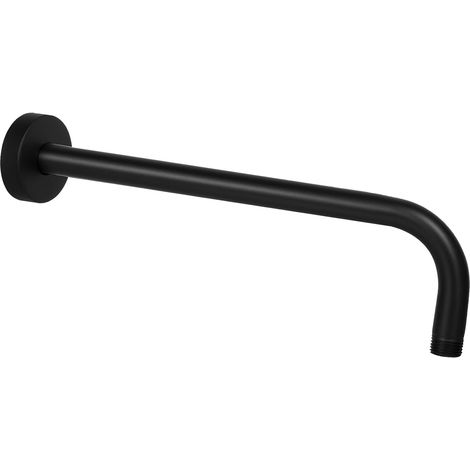 Bras de Douche Avec Bride, Fabriqué en Acier Inoxydable 304, Rallonge de Pommeau de Douche de 38 cm, Bras de Tuyau D'extension, Montage Mural Pour Pommeau de Douche Fixe de Salle de Bain (Noir Mat) (1/5)