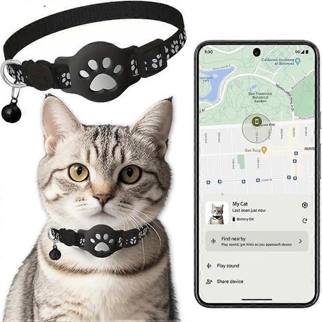 Collier traceur GPS pour chats de petite taille suivi en temps réel sans abonnement ni carte SIM compatible Google Find (1/5)