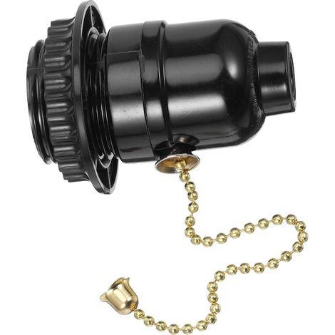 Douille E27 en Plastique avec Interrupteur à Tirette Compatible Ampoules Standard pour Luminaire à Tirette Noir 7.2 x 7.2 x 7.2 cm Usage Intérieur (1/5)