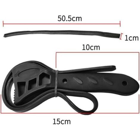 Clé à filtre à huile antidérapante avec sangle, 15 cm, multi-usages, filtres automobiles et ouverture de bocaux, noir (1/5)