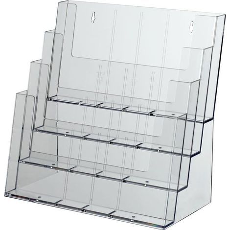 XXL tabletop brochure holder, tiered design, various DIN formats, 4 tiers, transparent (1/5)