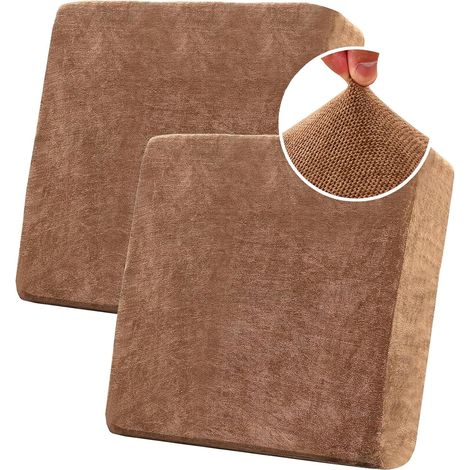 Sofa Seat Cushion Covers, Stretch Chenille Sofa Cushion Cover, Dustproof Furniture Protective Cover (2PC 1 Seater, Caramel) (1/5)