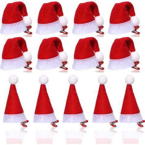 Lot de 13 pinces à cheveux en forme de bonnet de Père Noël, mini-chapeaux, accessoires pour cheveux, coiffures de Noël, pinces à cheveux décoratives en forme de bonnet de Père Noël (1/3)
