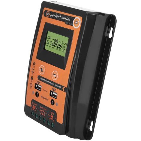 Régulateur de charge solaire 12V/24V 30A PWM et MPPT (version courte) avec double port USB et écran LCD (1/5)